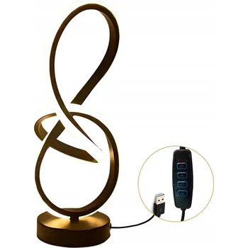 Lampička LED STOLNÍ LAMPA USB 3 TEPLOTY BARVY 3000-6000K HLINÍKOVÁ ČERNÁ DEKORATIVNÍ