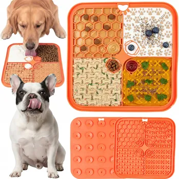 Miska pro psa Silikonová miska pro pomalé krmení Wesoły Pupil oranžová 0,2 l