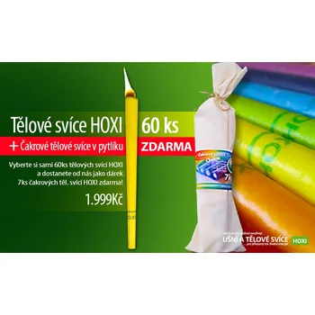 Tělové svíce HOXI 60ks MIX vlastní výběr + čakrové svíce zdarma
