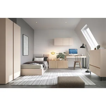 Dětský pokoj Dětský pokoj Luca, pískově béžová / dub olejovaný, sestava C2 LC13-postel 90 cm