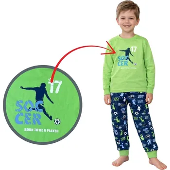 Chlapecké pyžamo Chlapecké pyžamo Betty Mode zelené fotbal