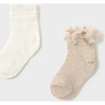 Dívčí oblečení Dětské ponožky Mayoral 2-pack 10140.4D.Baby.PPY2 béžová 12X, vel. 25/26