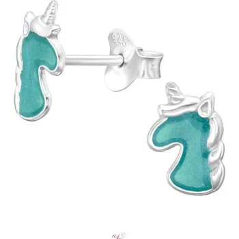 Náušnice Prosperk Dětské stříbrné náušnice jednorožec tyrkys S1665
