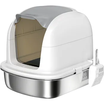 Kočičí toaleta s vaničkou a víkem | bílá