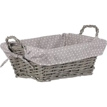 Nákupní košík Autronic Koš proutěný - hranatý, s látkou, barva šedá, sada 2 ks