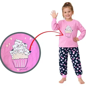 Dívčí pyžamo Betty Mode kočičí rodinka růžové