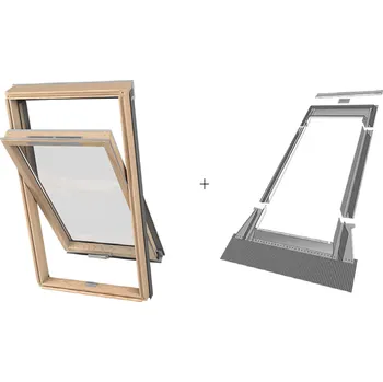 Okno SET DAKEA BETTER ENERGY dřevěné střešní okno 78x118 cm + lemování KUF do 12cm