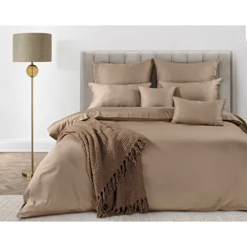 Povlečení MAKOSATENOVÉ POVLEČENÍ EVA MINGE ELEGANT1E 140X200 CM, 1 KS 70X80 CM SVĚTLEHNĚDÉ