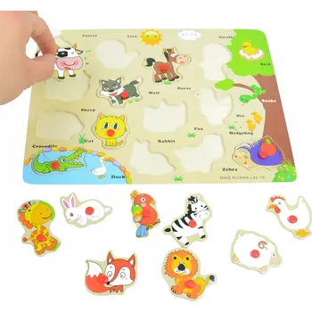 Dřevěná hračka Dřevěná skládačka LandToys LT307 zvířátka