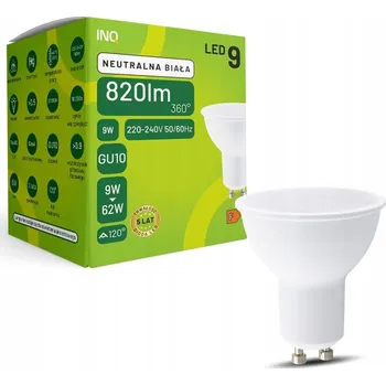 Žárovka Výkonná LED žárovka GU10 neutrální bílá 9W 820lm 3000K MR16 MR036-NW INQ