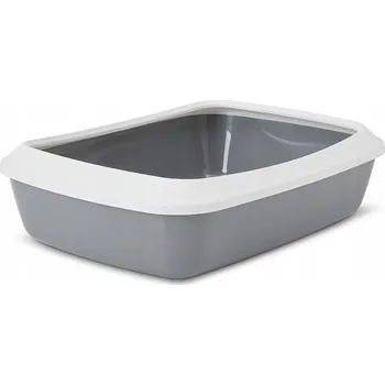 SAVIC Iriz Kočičí Toaleta s rámečkem, vysoká toaleta pro kočku králíka, otevřená, šedá, 50 cm