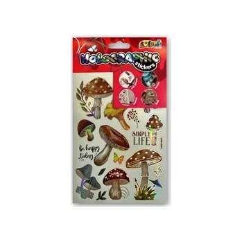 samolepka SAMOLEPICÍ DEKORAČNÍ SAMOLEPKY S HOLOGRAFICKÝM EFEKTEM HOUBY HOUBIČKY