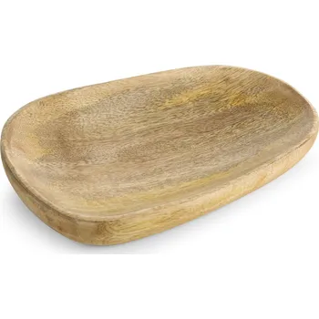 DEKORAČNÍ DŘEVĚNÝ TALÍŘ AMAR 18X14 CM HNĚDÁ