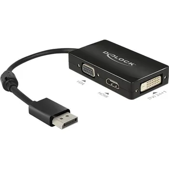 Audio kabel Delock 62656 DisplayPort / VGA / HDMI / DVI adaptér [1x zástrčka DisplayPort - 1x VGA zásuvka, HDMI zásuvka, DVI zásuvka 24 plus 1pólová] černá s feritovým jádrem