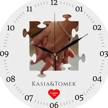 Hodiny Nástěnné hodiny Dárek na Valentýna pro pár Fotografie z Puzzle + Jména