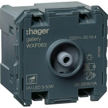 Přístroj stmívač dotykový Hager 45×45 mm 20–250 W