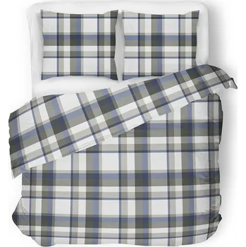 Povlečení Bavlněné povlečení EMYS kostkované 200x220 cm bílé/šedé