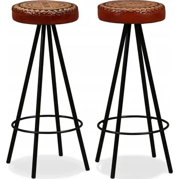 Barová židle Barové židle industriální hnědo-černé, kůže s plátnem, 30x76 cm