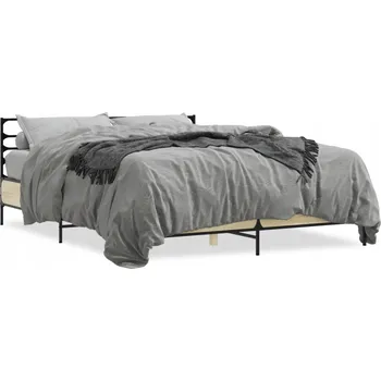 Postel Rám postele dub sonoma 203 x 153 x 74 cm s kovovými nohami