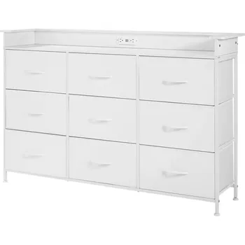 Komoda Komoda s 9 zásuvkami, textilní, kovová, LED, zásuvka - do ložnice, šatny