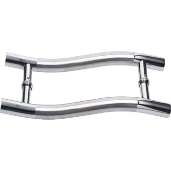 nerezové madlo na dveře EL1-DM31 - madlo na skleněné dveře, délka 350 mm, ø 25 mm, na sklo 8 - 12 mm, materiál leštěná / broušená nerez K320/AISI304