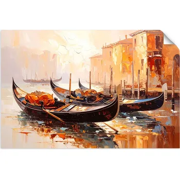 Obraz Samolepicí samolepicí Benátky Město Gondole Béžová 45x30