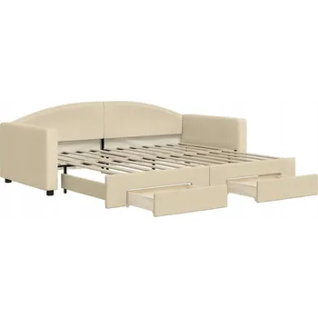 Pohovka Krémová rozkládací pohovka s úložnými zásuvkami, 223 x 100 x 75 cm