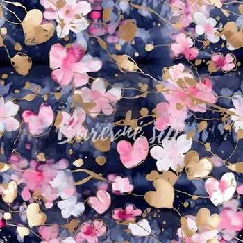 Úplet, Růžovozlaté srdíčkové květy (E) obj (Top kvalitní úplet Bella digitisk)