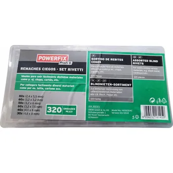 Nýt Upevňovací nýty POWERFIX 320 kusů sada krabička