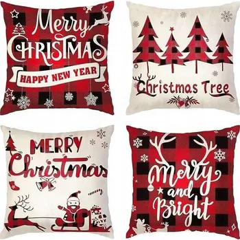 Povlak na polštářek Vánoční povlak na polštář 45x45 cm Sada 4 ks Červená barva