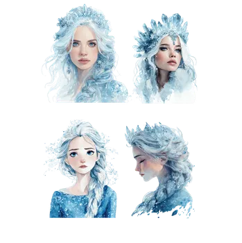 Jedlá dekorace na dort Jedlý tisk – Ledové královny: Sada 4 portrétů A4 Jedlý papír