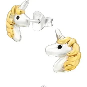 Náušnice Prosperk Náušnice ze stříbra - jednorožec zlatý S1982
