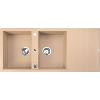 Granitový dřez Dvoukomorový granitový dřez Brenor Square béžový