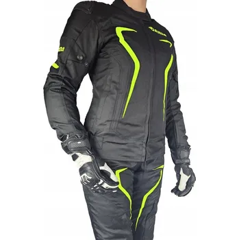 Moto oblečení RIDA FLEX LADY Textilní Motocyklová Bunda Městská Černá-Fluo vel. S