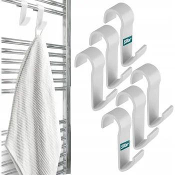 Věšák Háčky na radiátor Sillar, bez vrtání, věšáky na topení bílé, 6 ks