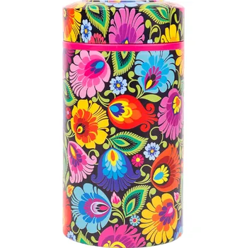 Dóza na potraviny MALÁ KOVOVÁ KRABIČKA KULATÁ - FOLK LOUCKÁ ČERNÁ