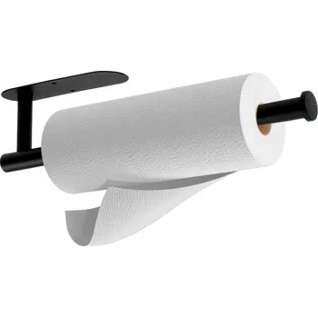 Věšák DRŽÁK NA PAPÍROVÉ UTĚRKY OCELOVÝ ČERNÝ SAMOLEPICÍ DO KUCHYNĚ