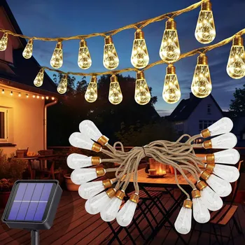 Venkovní osvětlení SOLÁRNÍ GIRLANDA 7,8M 16x LED Žárovka Venkovní Solární Světla do Zahrady