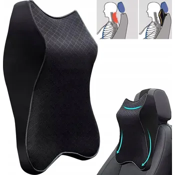 Polštář POLŠTÁŘ AUTOMOBILOVÁ PODLOŽKA NA OPĚRKU HLAVY AUTOSEDAČKY DO AUTA - ČERNÁ