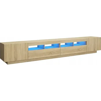 Televizní stolek TV stolek s LED RGB osvětlením, Dub Sonoma, 260x35x40 cm