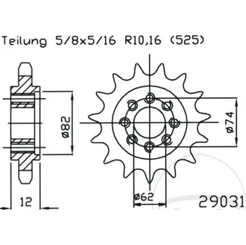 Řetězová sada pro motocykl Esjot ozubené kolečko 22Z pro řetěz 525 rund 17.2/20 APRILIA SRV 850 IE 12-17, SRV 850 IE ABS 12-18, GILERA GP 800 07-14