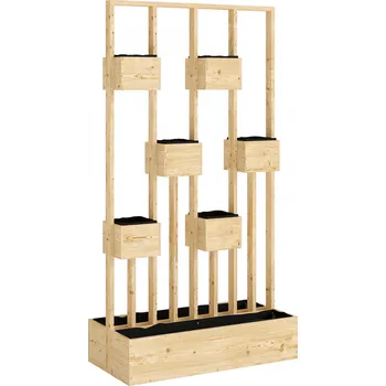 Vyvýšený záhon s mřížovými koši 90 x 45 x 170 cm | přírodní