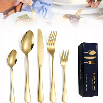 Příbor SADA PŘÍBORŮ ZLATÉ NEREZOVÉ PŘÍBORY PRO 6 OSOB SADA 30 KUSŮ