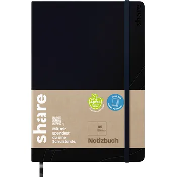 Zápisník share 4-0014001 poznámková kniha čisté černá Počet listů: 192 DIN A5
