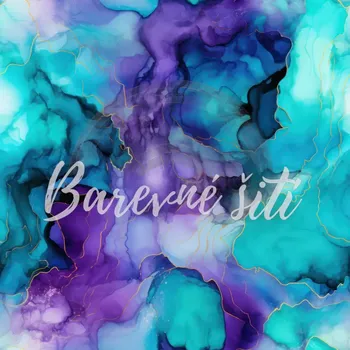 Galanterie Úplet, Fialovotyrkysový rozpitý mramor (E) (Top kvalitní úplet Bella digitisk)