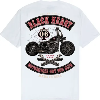 Motorkářské Tričko BLACK HEART BUILT AND EVIL Barva: Bílá, Velikost: 4XL