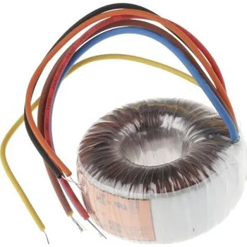 Transformátor Toroidní transformátor, počet výstupů: 2, sekundární napětí: 2 x 15V ac, 4.5kV ac, Měděný vodič, ukončovací vodič, 60