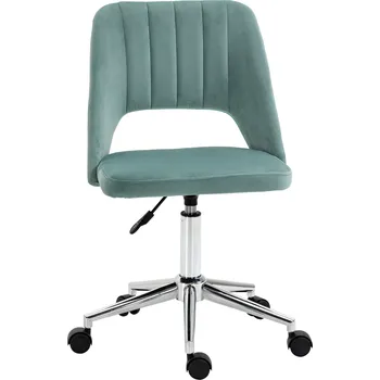 Výškově nastavitelná kancelářská židle Vinsetto s kolečky, otočná o 360°, tvar hřebenatky, pěna, 49 x 60 x 79-91 cm, zelená barva
