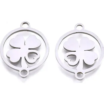 Přívěsek Přívěsek z nerezové oceli se dvěma očky- čtyřlístek 19x15x1 mm