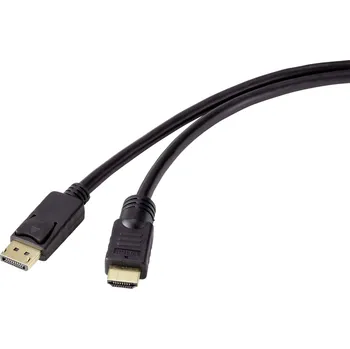 Audio kabel Renkforce DisplayPort / HDMI kabelový adaptér Konektor DisplayPort, Zástrčka HDMI-A 15.00 m černá RF-4581872 Kabel DisplayPort